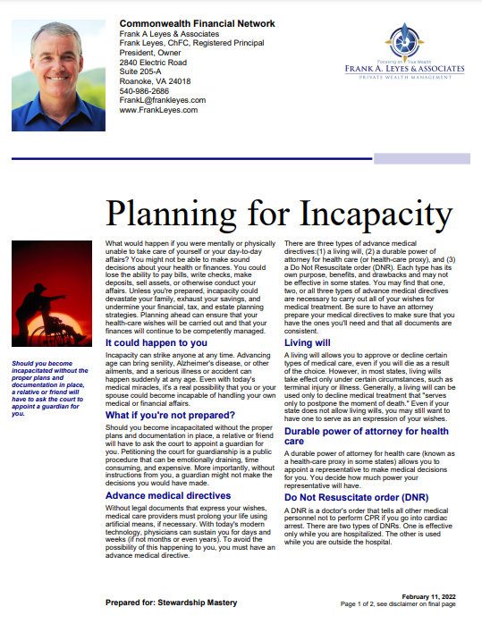 Planning for Incapacity